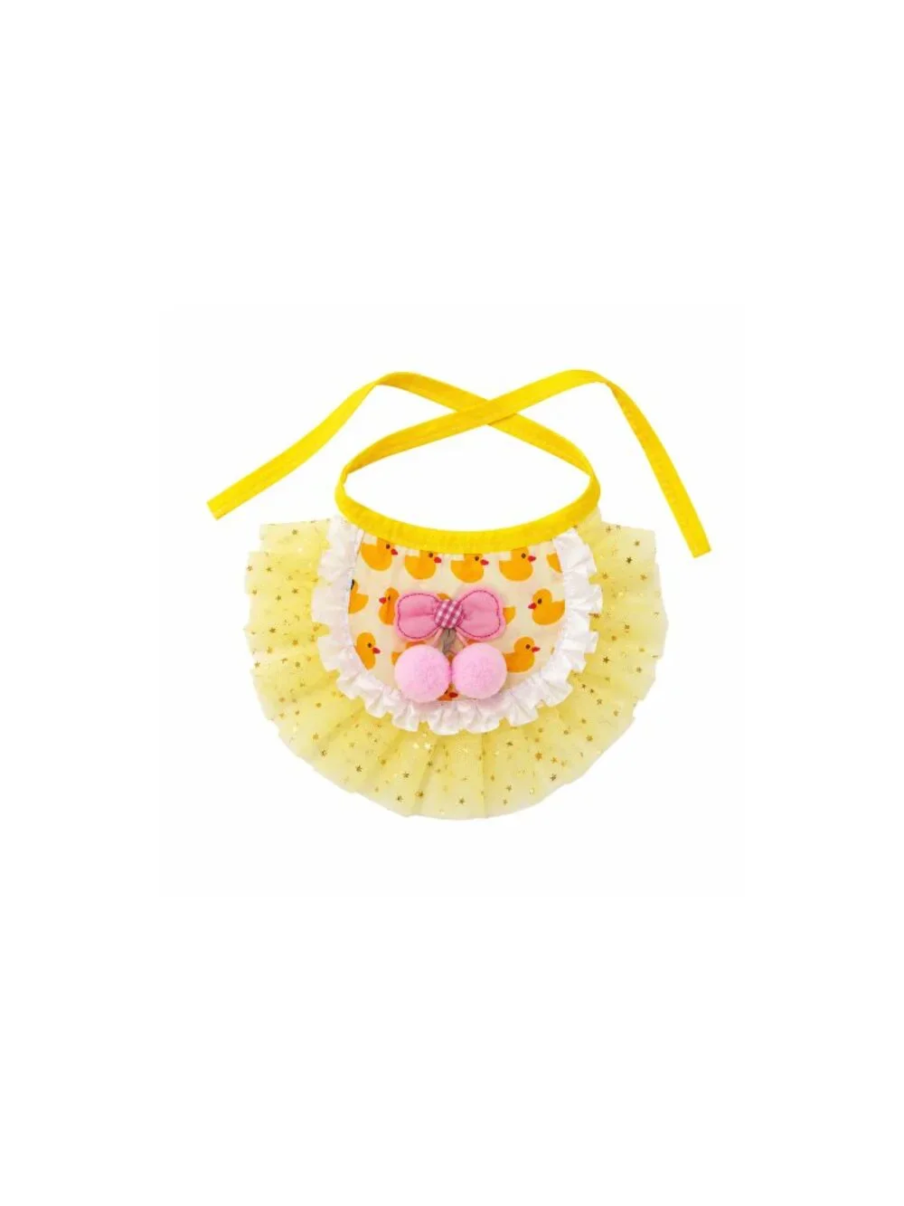 Dog Tutu Outfit | Yellow & Blue Pompom Detail Set with Bows for Small Dogs & Cat